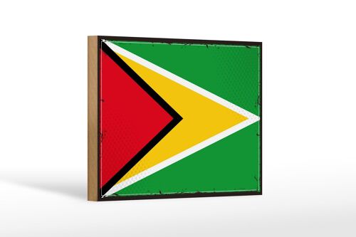 Holzschild Flagge Guyanas 18x12 cm Retro Flag of Guyana Dekoration