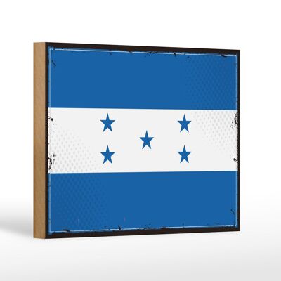 Letrero de madera bandera Honduras 18x12 cm Decoración Retro Bandera de Honduras