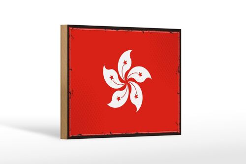 Holzschild Flagge Hongkongs 18x12 cm Retro Flag Hong Kong Dekoration