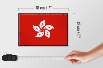 Panneau en bois drapeau de Hong Kong 18x12 cm, drapeau rétro décoration de Hong Kong 4