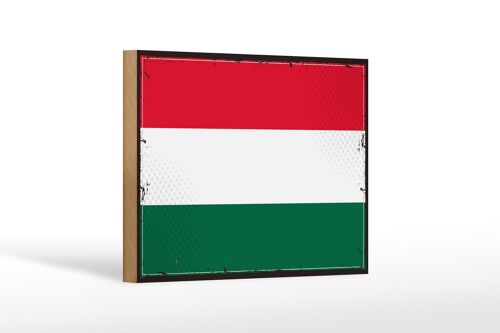 Holzschild Flagge Ungarns 18x12 cm Retro Flag of Hungary Dekoration