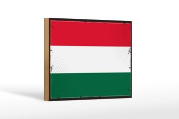 Panneau en bois drapeau de la Hongrie 18x12 cm, décoration rétro drapeau de la Hongrie 1