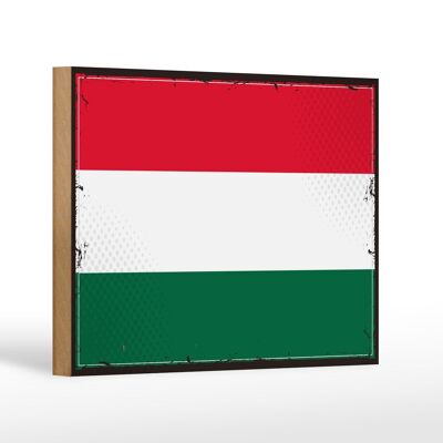 Holzschild Flagge Ungarns 18x12 cm Retro Flag of Hungary Dekoration