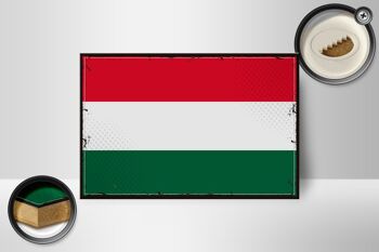 Panneau en bois drapeau de la Hongrie 18x12 cm, décoration rétro drapeau de la Hongrie 2