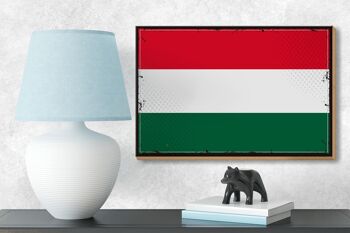 Panneau en bois drapeau de la Hongrie 18x12 cm, décoration rétro drapeau de la Hongrie 3