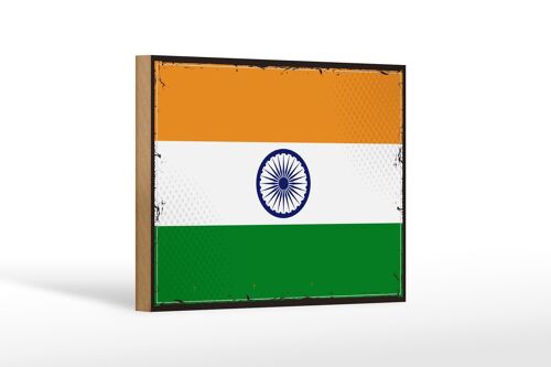 Holzschild Flagge Indiens 18x12 cm Retro Flag of India Dekoration