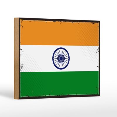 Holzschild Flagge Indiens 18x12 cm Retro Flag of India Dekoration