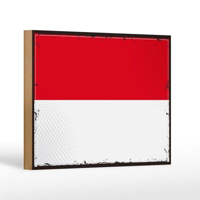 Cartello in legno Bandiera dell'Indonesia 18x12 cm Bandiera retrò dell'Indonesia Decorazione