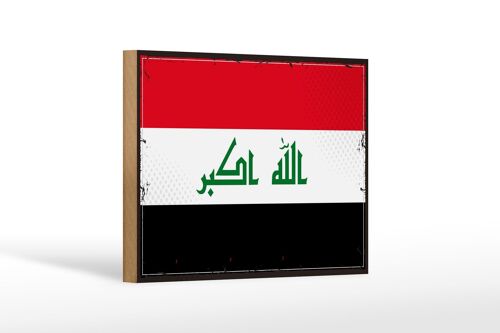 Holzschild Flagge Irak 18x12 cm Retro Flag of Iraq Dekoration