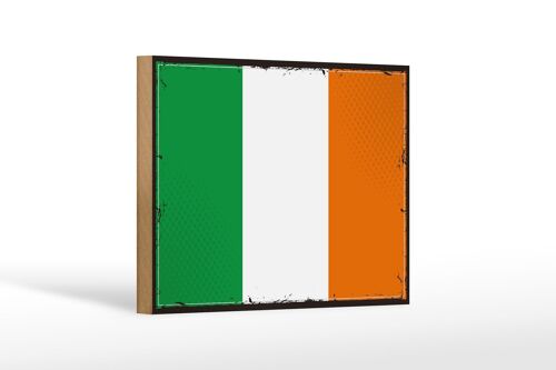 Holzschild Flagge Irlands 18x12 cm Retro Flag of Ireland Dekoration