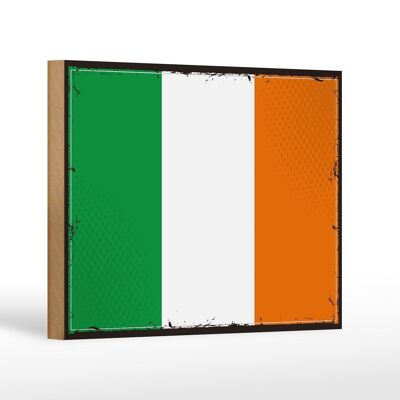 Panneau en bois Drapeau de l'Irlande 18 x 12 cm Décoration rétro Drapeau de l'Irlande