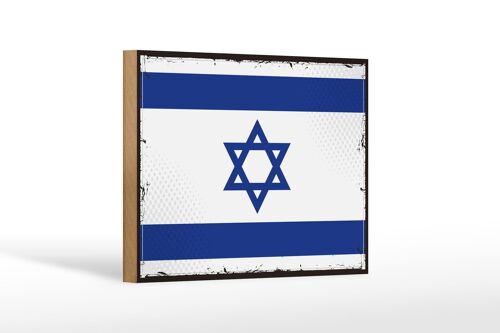 Holzschild Flagge Israels 18x12 cm Retro Flag of Israel Dekoration