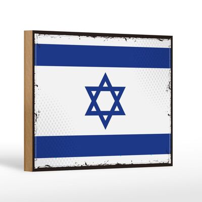 Cartel de Madera Bandera de Israel 18x12 cm Decoración Retro Bandera de Israel