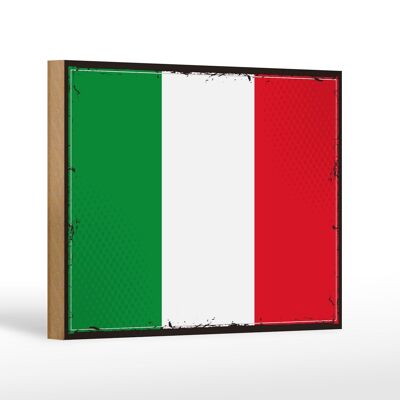 Cartello in legno bandiera dell'Italia 18x12 cm Decorazione bandiera retrò dell'Italia