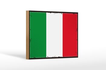 Panneau en bois drapeau de l'Italie 18x12 cm Décoration rétro drapeau de l'Italie 1