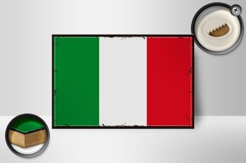 Panneau en bois drapeau de l'Italie 18x12 cm Décoration rétro drapeau de l'Italie 2