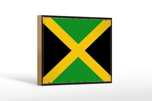 Holzschild Flagge Jamaikas 18x12 cm Retro Flag of Jamaica Dekoration