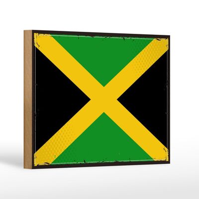 Letrero de madera Bandera de Jamaica 18x12 cm Decoración Retro Bandera de Jamaica