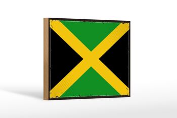Panneau en bois drapeau de la Jamaïque 18x12 cm, décoration rétro drapeau de la Jamaïque 1
