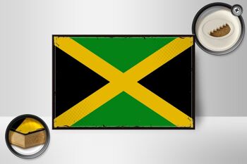 Panneau en bois drapeau de la Jamaïque 18x12 cm, décoration rétro drapeau de la Jamaïque 2