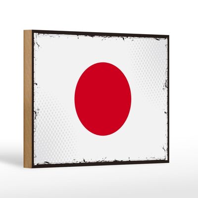Letrero de madera Bandera de Japón 18x12 cm Decoración Retro Bandera de Japón