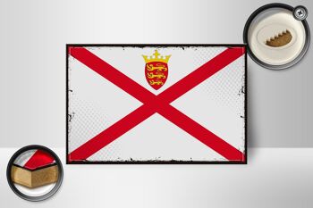 Panneau en bois drapeau Jersey 18x12 cm Décoration rétro drapeau de Jersey 2