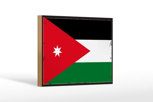 Holzschild Flagge Jordaniens 18x12 cm Retro Flag of Jordan Dekoration