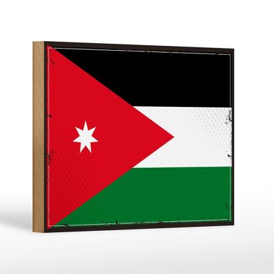 Holzschild Flagge Jordaniens 18x12 cm Retro Flag of Jordan Dekoration