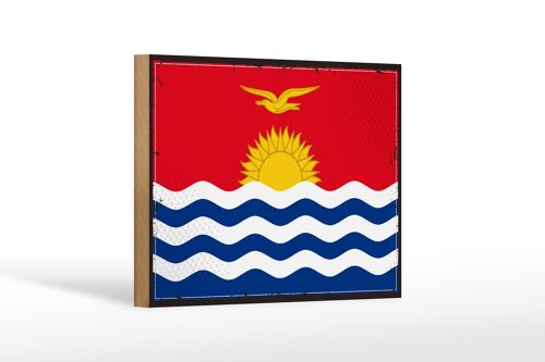 Holzschild Flagge Kiribatis 18x12cm Retro Flag of Kiribati Dekoration
