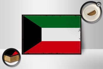 Panneau en bois drapeau du Koweït 18x12 cm, drapeau rétro du Koweït, décoration 2