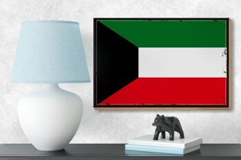 Panneau en bois drapeau du Koweït 18x12 cm, drapeau rétro du Koweït, décoration 3