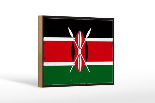 Holzschild Flagge Kenias 18x12 cm Retro Flag of Kenya Dekoration