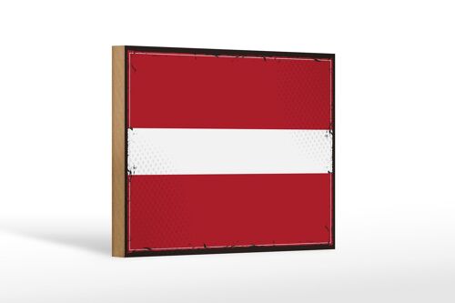 Holzschild Flagge Lettlands 18x12 cm Retro Flag of Latvia Dekoration