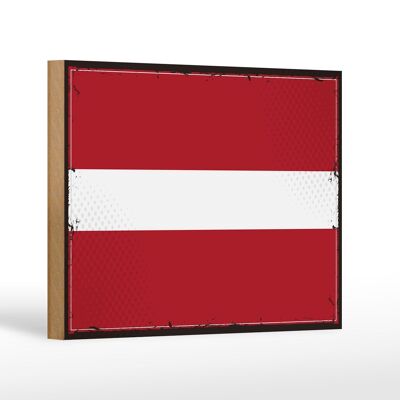 Cartello in legno Bandiera della Lettonia 18x12 cm Decorazione con bandiera retrò della Lettonia