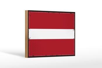 Panneau en bois drapeau de la Lettonie 18x12 cm, drapeau rétro de la Lettonie, décoration 1