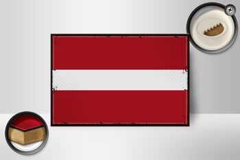 Panneau en bois drapeau de la Lettonie 18x12 cm, drapeau rétro de la Lettonie, décoration 2