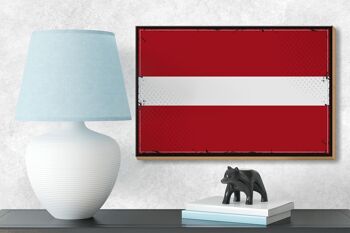 Panneau en bois drapeau de la Lettonie 18x12 cm, drapeau rétro de la Lettonie, décoration 3