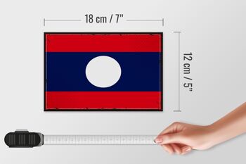 Drapeau panneau en bois Laos 18x12 cm Décoration rétro drapeau du Laos 4