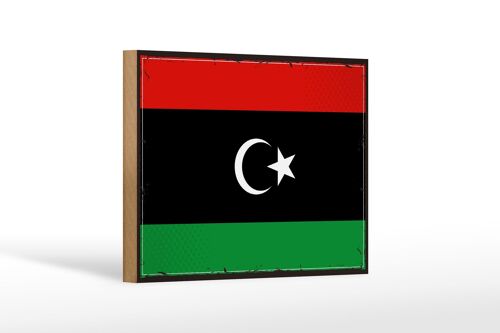 Holzschild Flagge Libyens 18x12 cm Retro Flag of Libya Dekoration