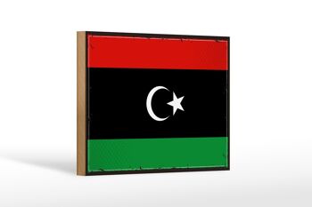 Panneau en bois drapeau de la Libye 18x12 cm, drapeau rétro de la Libye, décoration 1