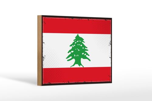 Holzschild Flagge Libanon 18x12 cm Retro Flag of Lebanon Dekoration