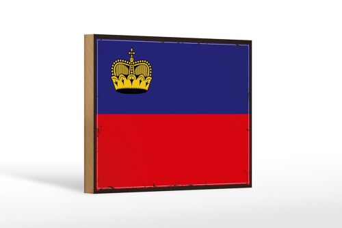 Holzschild Flagge Liechtenstein 18x12 cm Retro Flag Dekoration