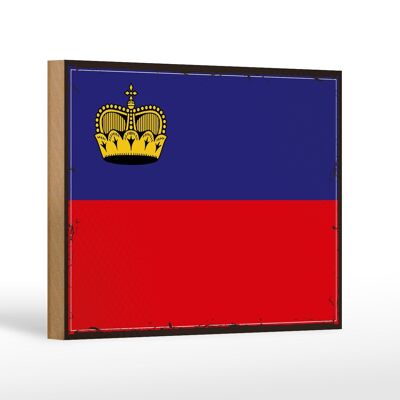 Holzschild Flagge Liechtenstein 18x12 cm Retro Flag Dekoration