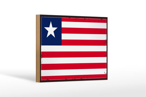 Holzschild Flagge Liberias 18x12 cm Retro Flag of Liberia Dekoration