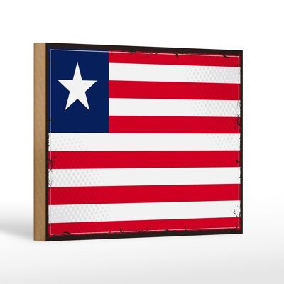Cartello in legno Bandiera della Liberia 18x12 cm Decorazione bandiera retrò della Liberia