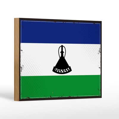 Holzschild Flagge Lesothos 18x12 cm Retro Flag of Lesotho Dekoration