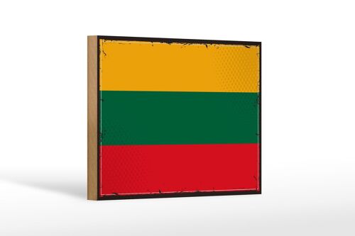 Holzschild Flagge Litauens 18x12cm Retro Flag of Lithuania Dekoration
