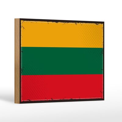 Holzschild Flagge Litauens 18x12cm Retro Flag of Lithuania Dekoration