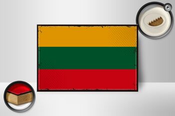 Drapeau en bois de la lituanie, 18x12cm, drapeau rétro de la lituanie, décoration 2