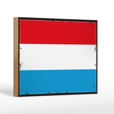 Panneau en bois drapeau du Luxembourg 18x12cm drapeau rétro décoration luxembourgeoise